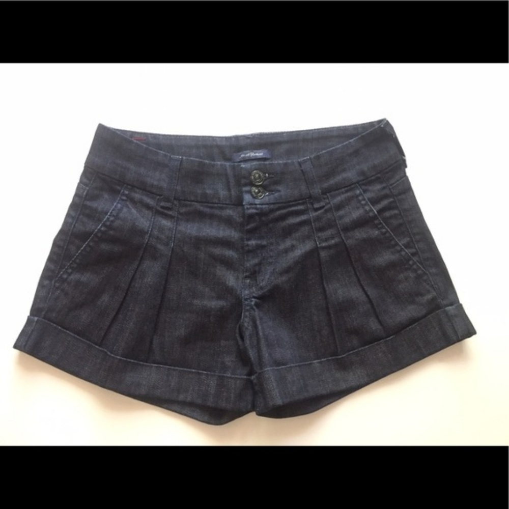7 For All Mankind Dark Denim Pleated Shorts 25